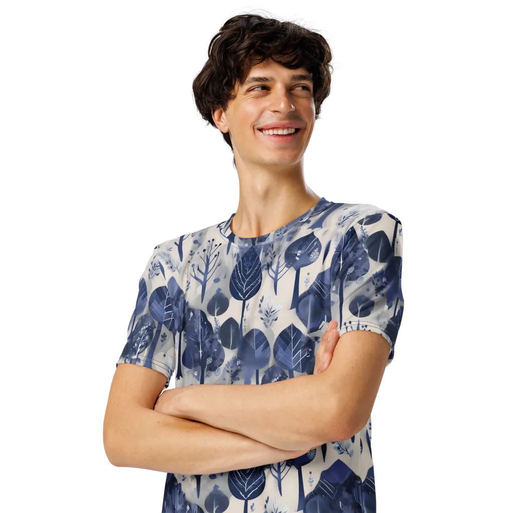 Indigo Canopy on Men's Crew Neck T-Shirt — Left Front