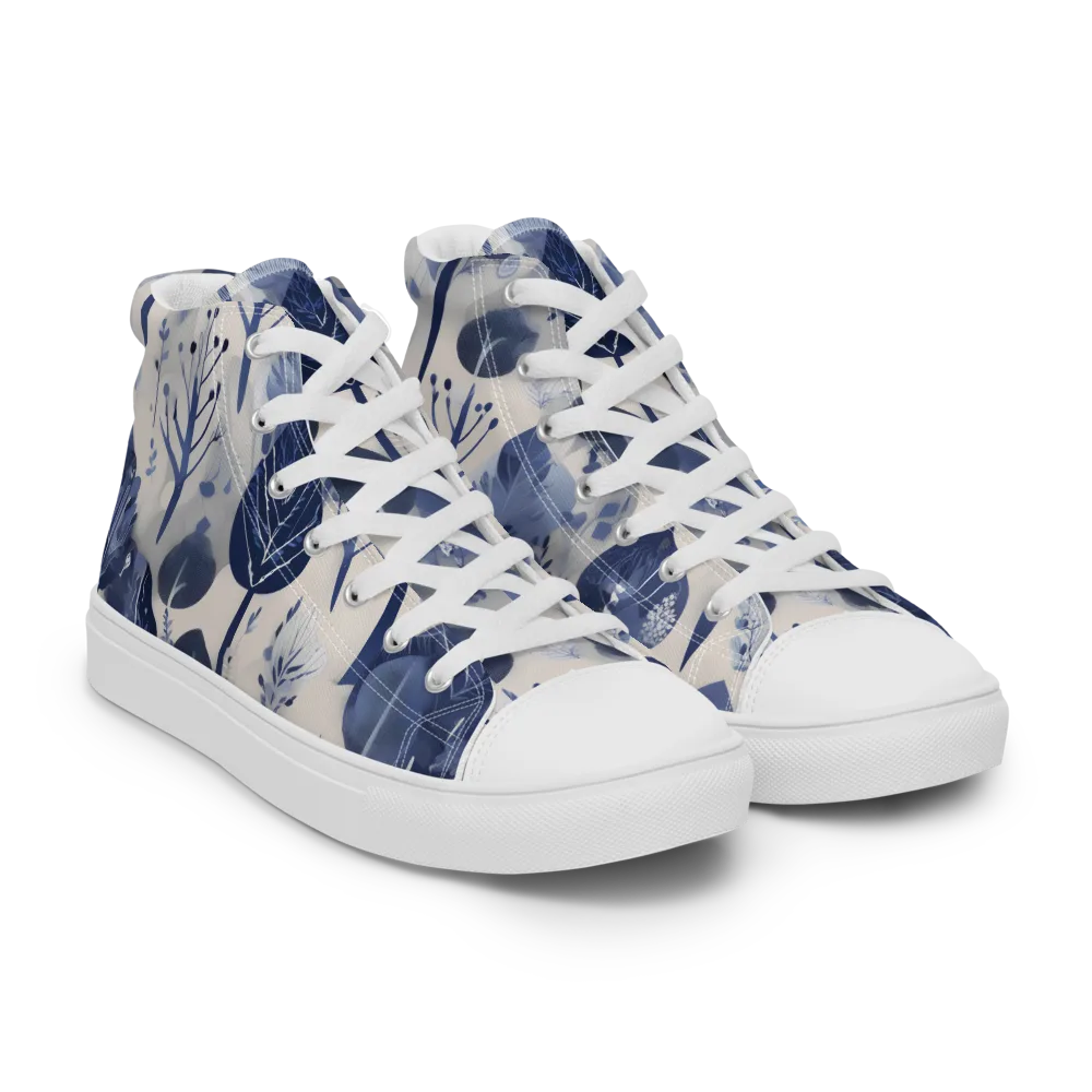 Indigo Canopy on Men's High Top Canvas Shoes — Right Front