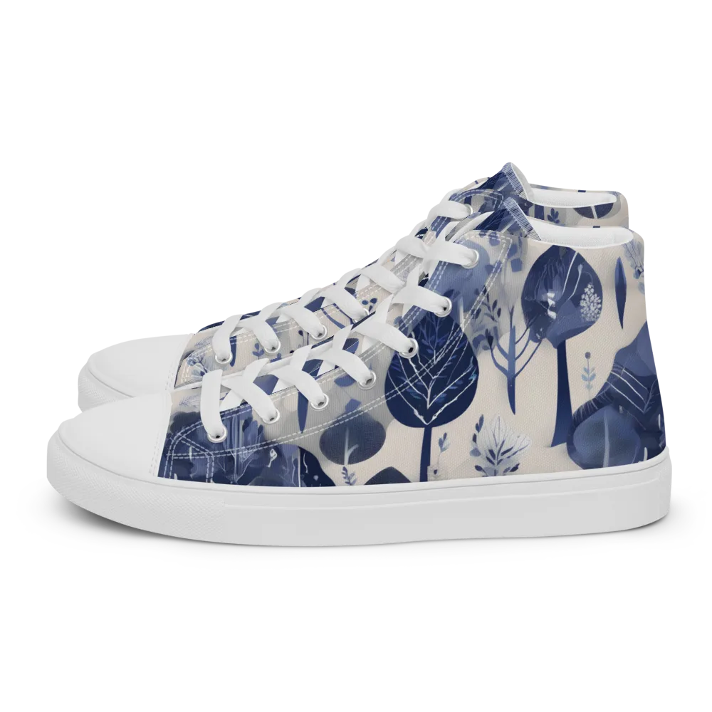 Indigo Canopy on Men's High Top Canvas Shoes — Left