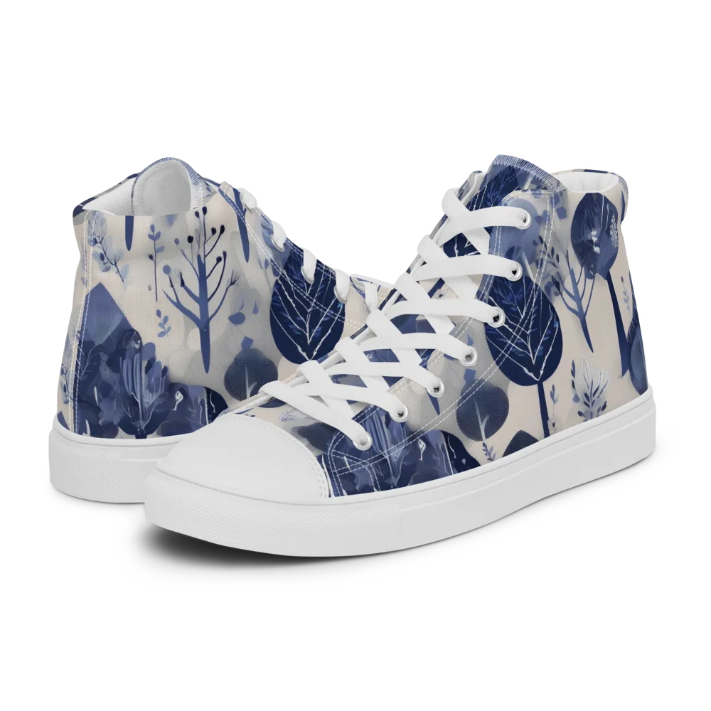 Indigo Canopy on Men's High Top Canvas Shoes — Left