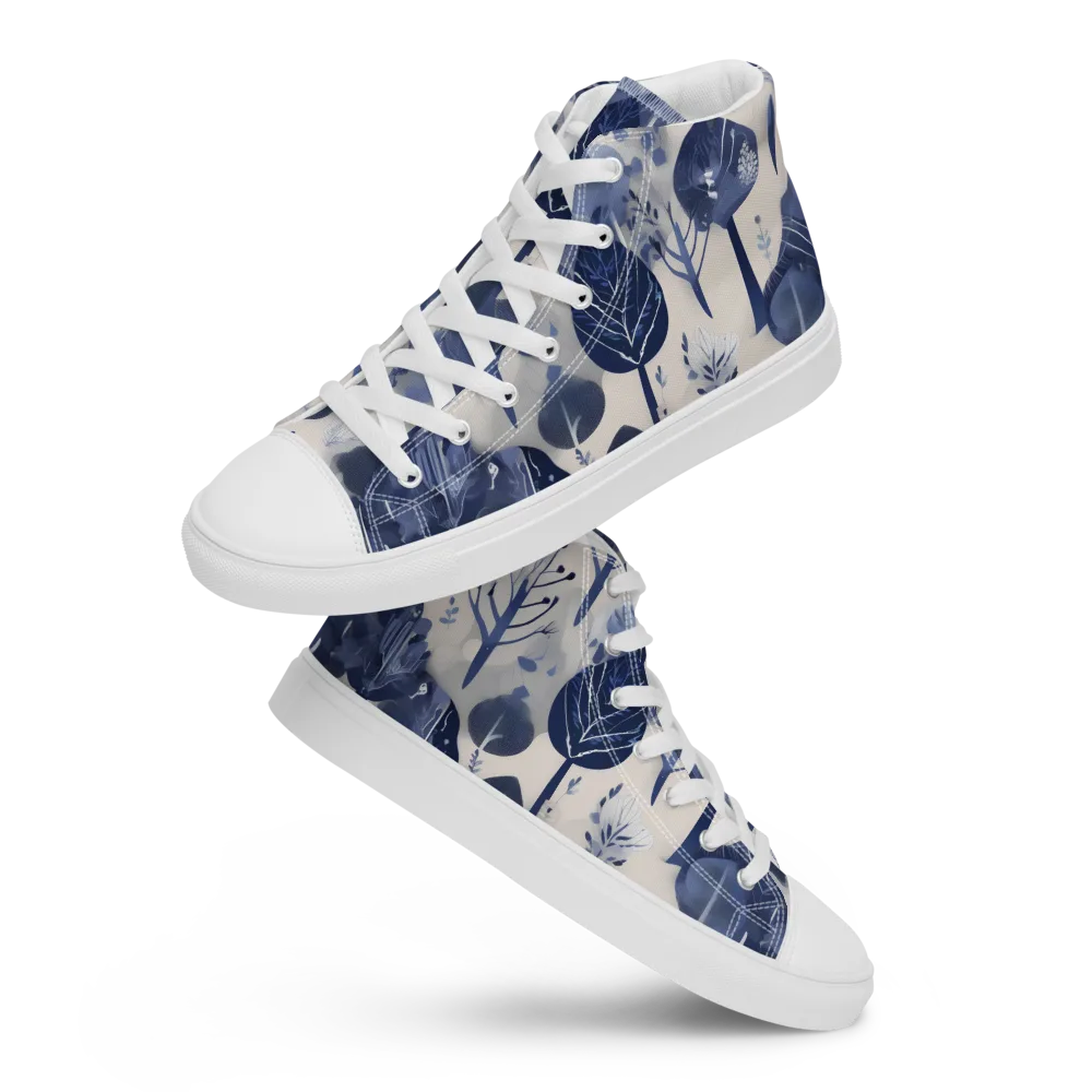 Indigo Canopy on Men's High Top Canvas Shoes — Front
