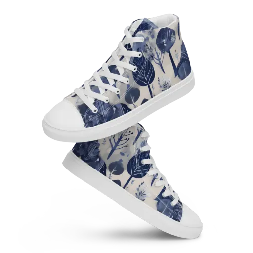 Indigo Canopy on a Men's High Top Canvas Shoes