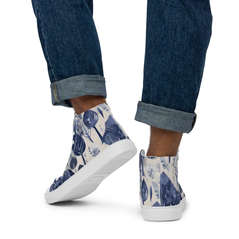 Indigo Canopy on Men's High Top Canvas Shoes — Back