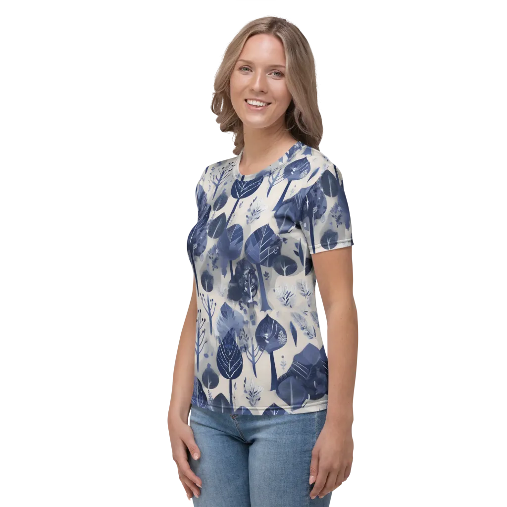 Indigo Canopy on Women's Crew Neck T-Shirt — Left