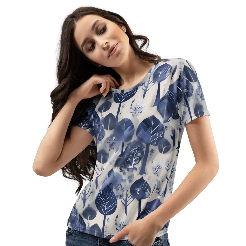 Indigo Canopy on Women's Crew Neck T-Shirt — Left Front