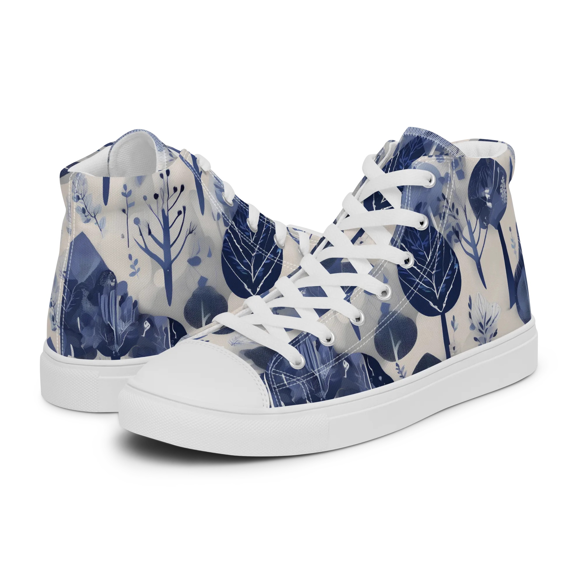 Indigo Canopy on Women's High Top Canvas Shoes — Left