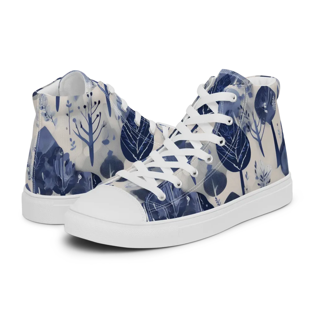 Indigo Canopy on Women's High Top Canvas Shoes — Left
