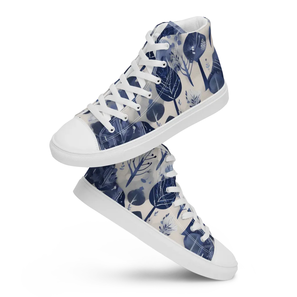 Indigo Canopy on Women's High Top Canvas Shoes — Front