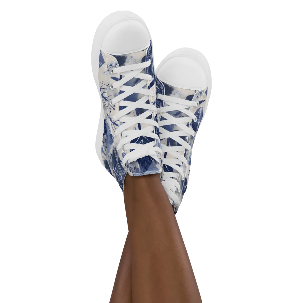 Indigo Canopy on Women's High Top Canvas Shoes — Front