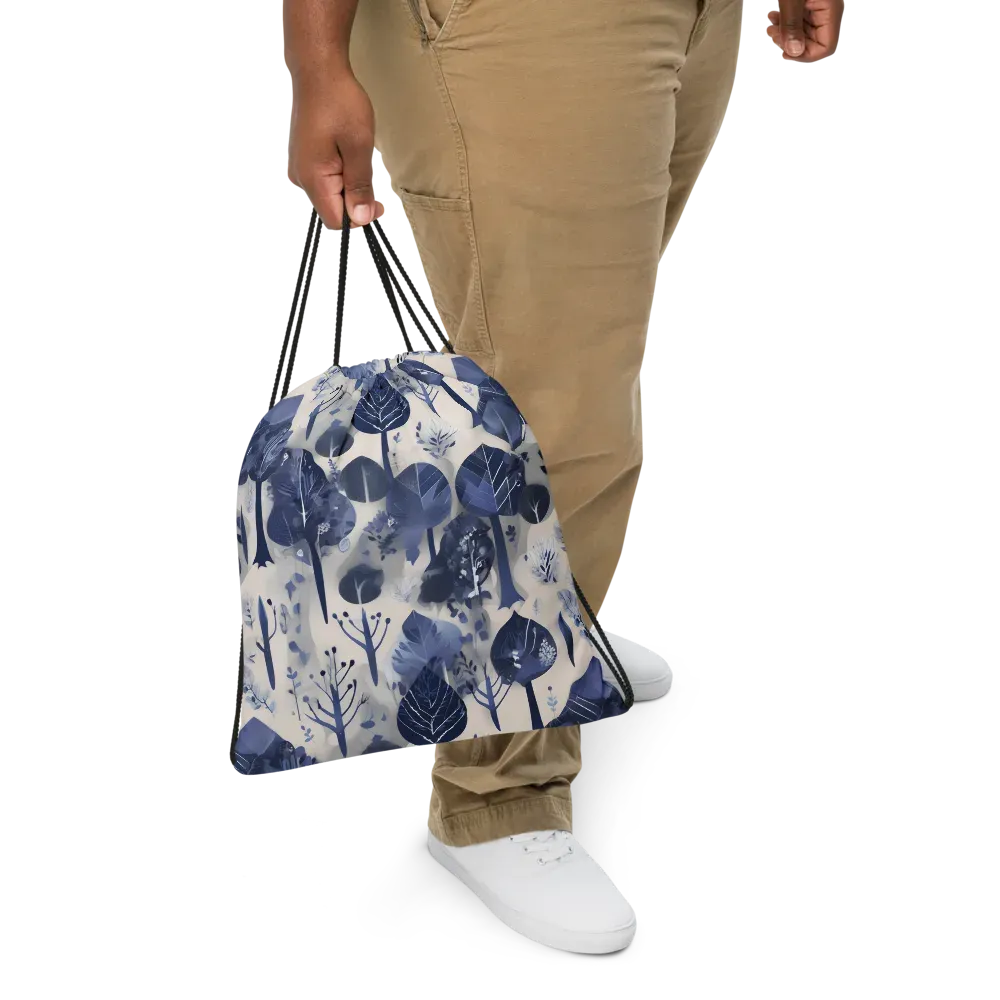 Indigo Canopy on Drawstring Bag — Front