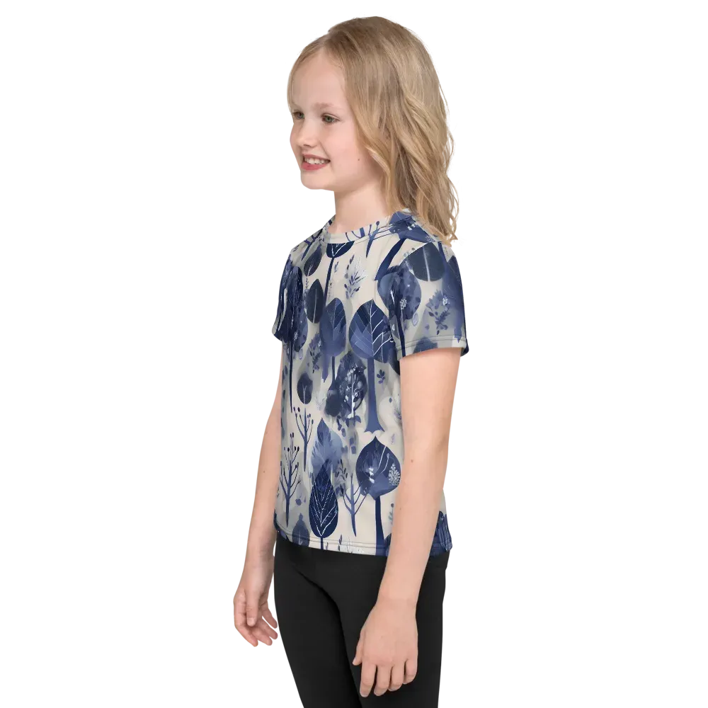 Indigo Canopy on Kids Crew Neck T-Shirt — Left