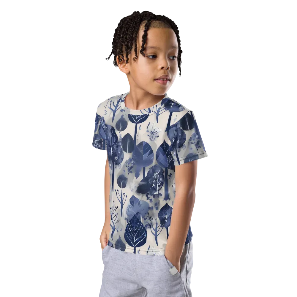 Indigo Canopy on Kids Crew Neck T-Shirt — Left Front