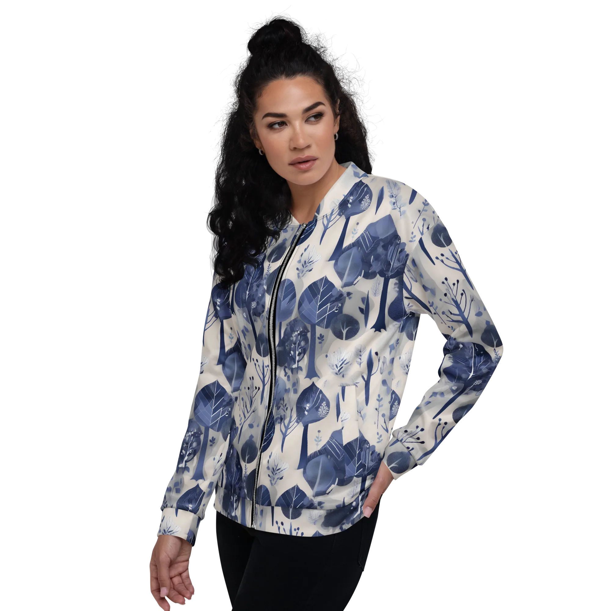 Indigo Canopy on Bomber Jacket — Left