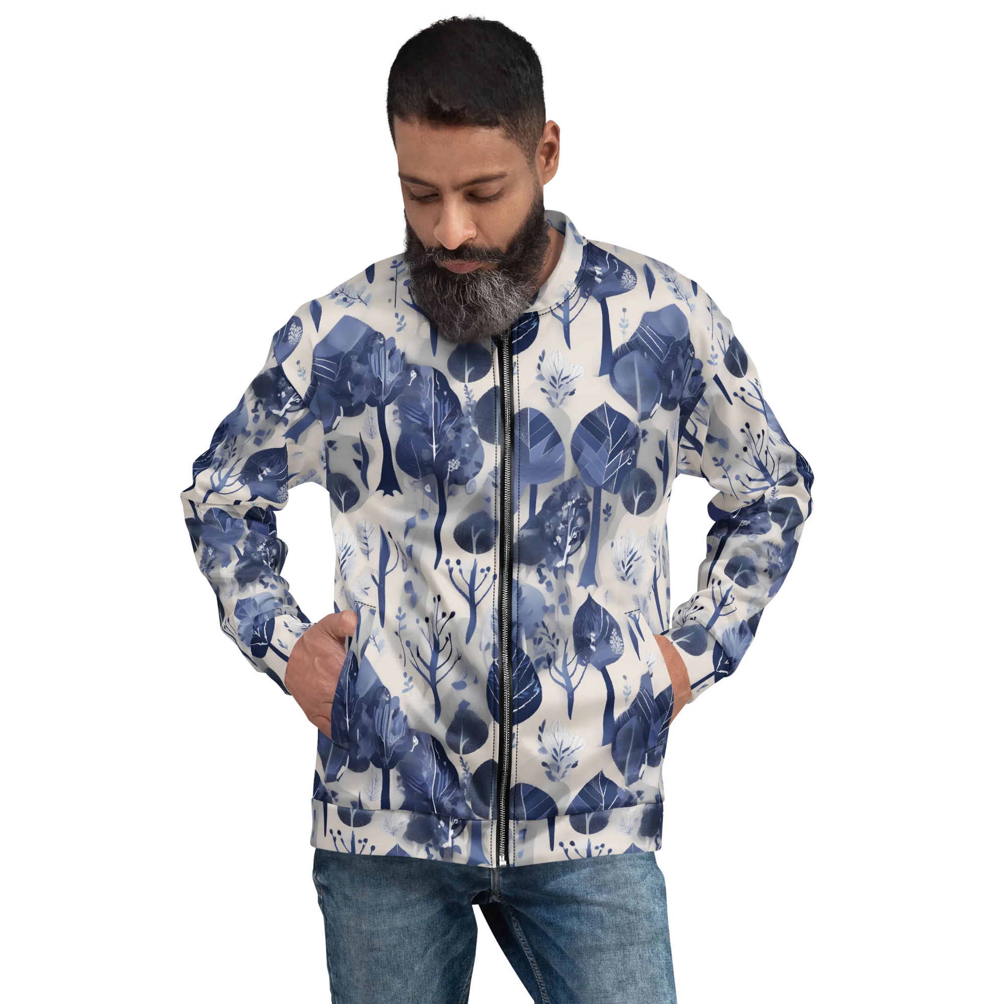 Indigo Canopy on Bomber Jacket — Front
