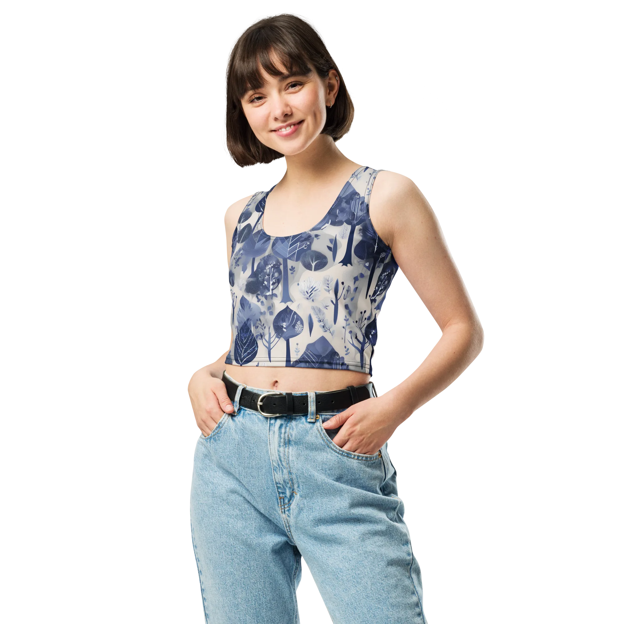 Indigo Canopy on Crop Top — Front