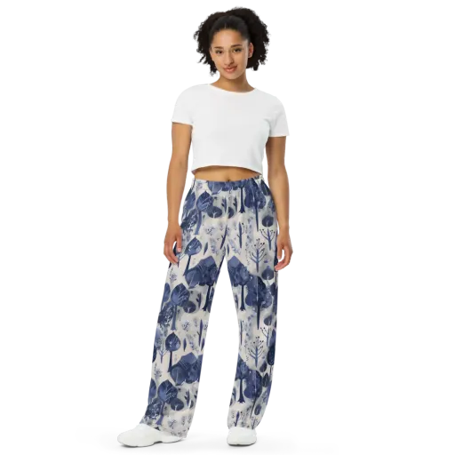 Indigo Canopy on a Wide-Leg Pants