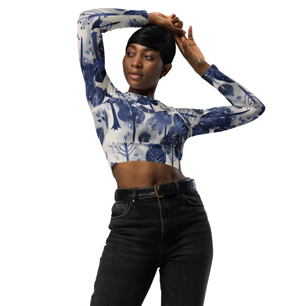Indigo Canopy on Long Sleeve Crop Top — Front