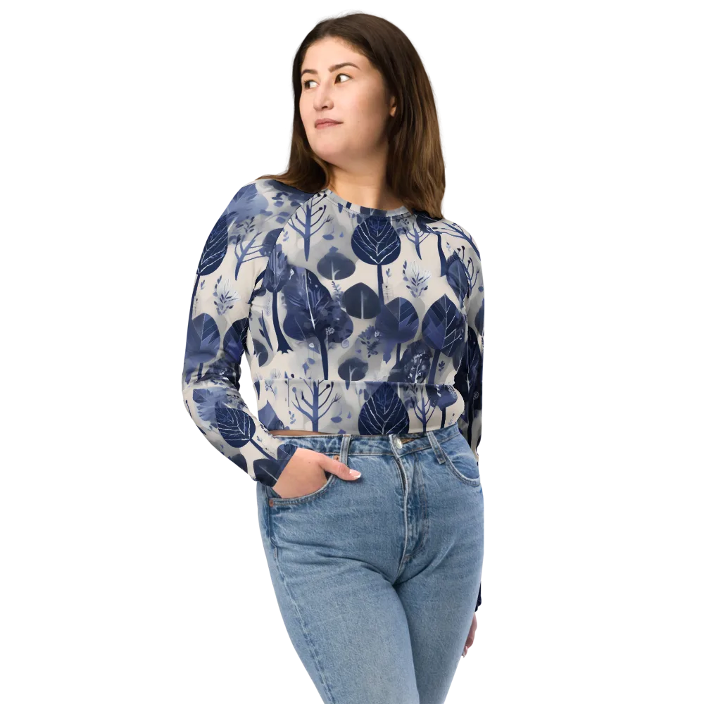 Indigo Canopy on Long Sleeve Crop Top — Front