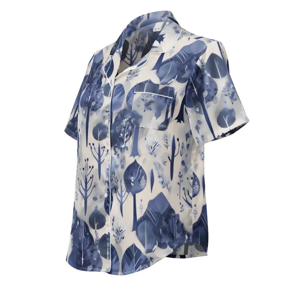 Indigo Canopy on Women's Short Sleeve Pajama Top — Left Front