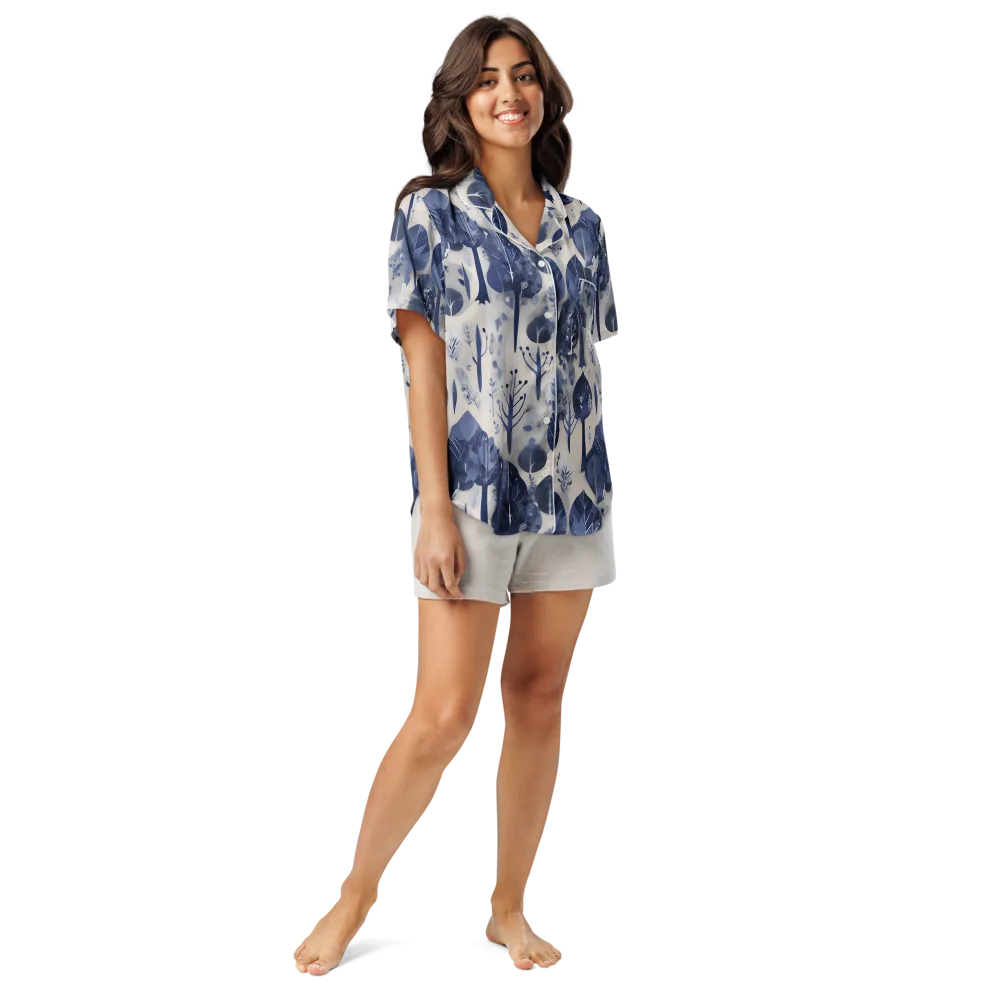 Indigo Canopy on Women's Short Sleeve Pajama Top — Front