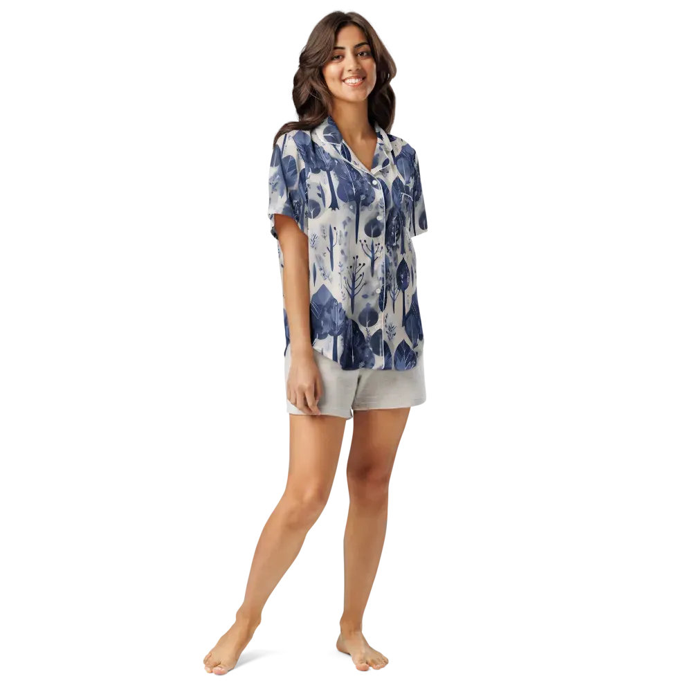 Indigo Canopy on Women's Short Sleeve Pajama Top — Front