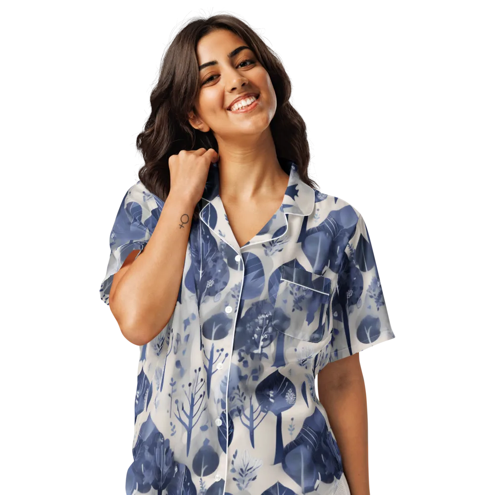 Indigo Canopy on Women's Short Sleeve Pajama Top — Front