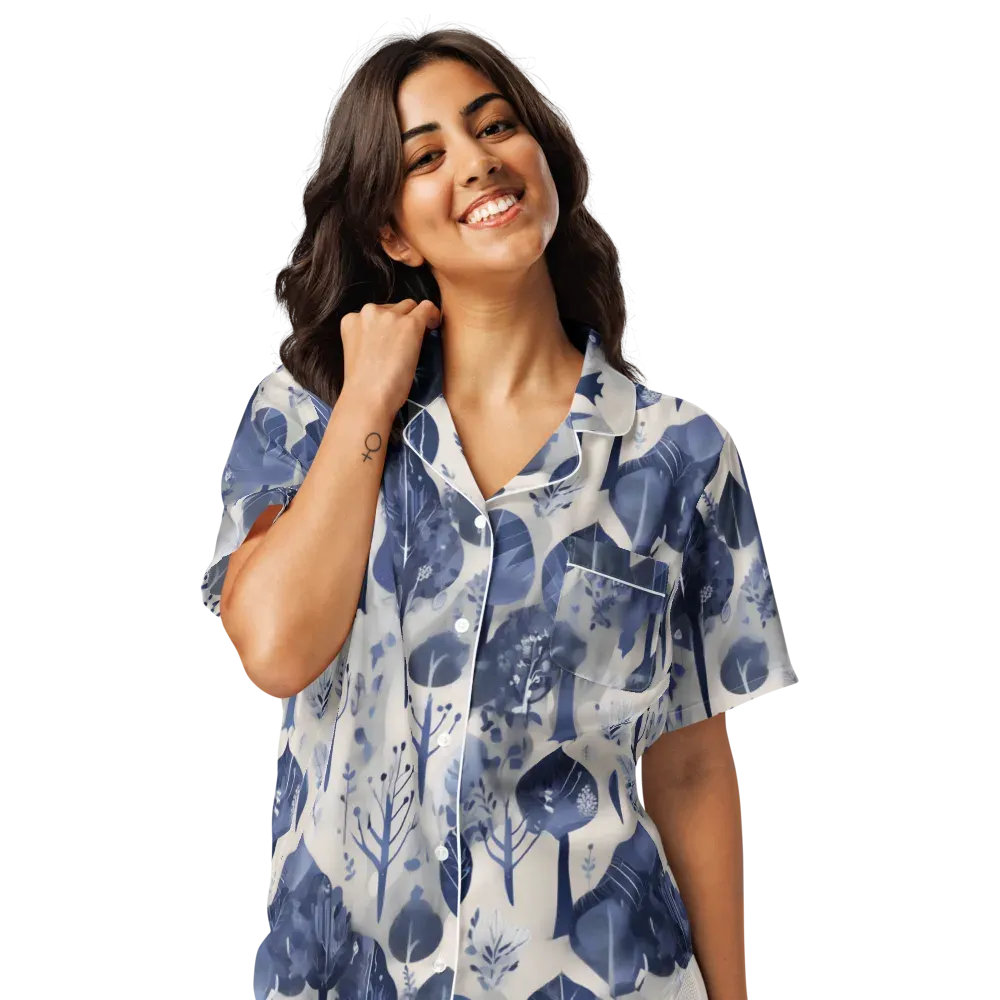 Indigo Canopy on Women's Short Sleeve Pajama Top — Front
