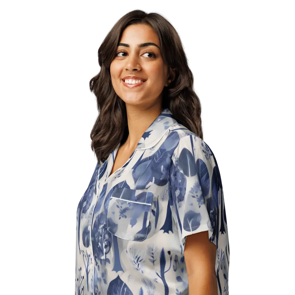 Indigo Canopy on Women's Short Sleeve Pajama Top — Left Front