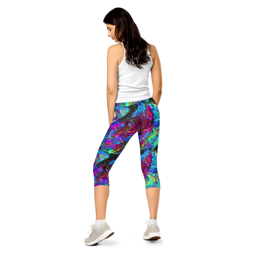 Infinite Vortex on Capri Leggings — Back