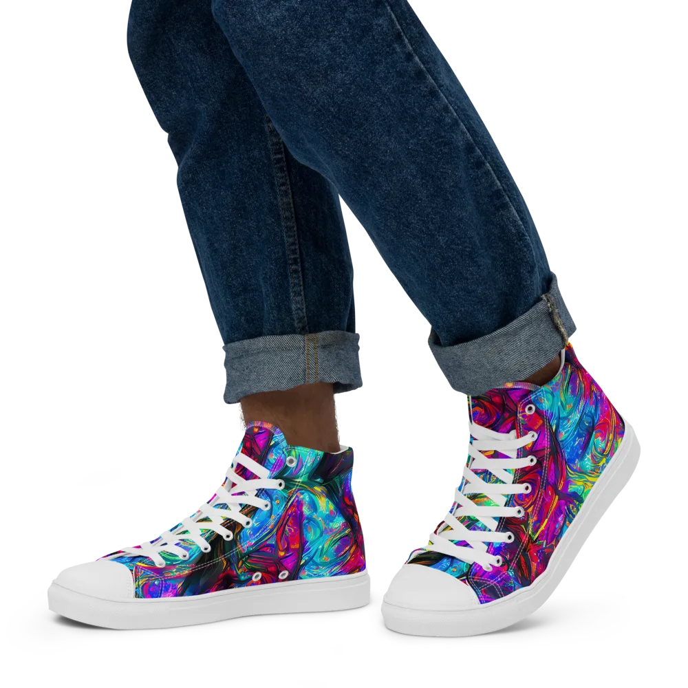 Infinite Vortex on Men's High Top Canvas Shoes — Left