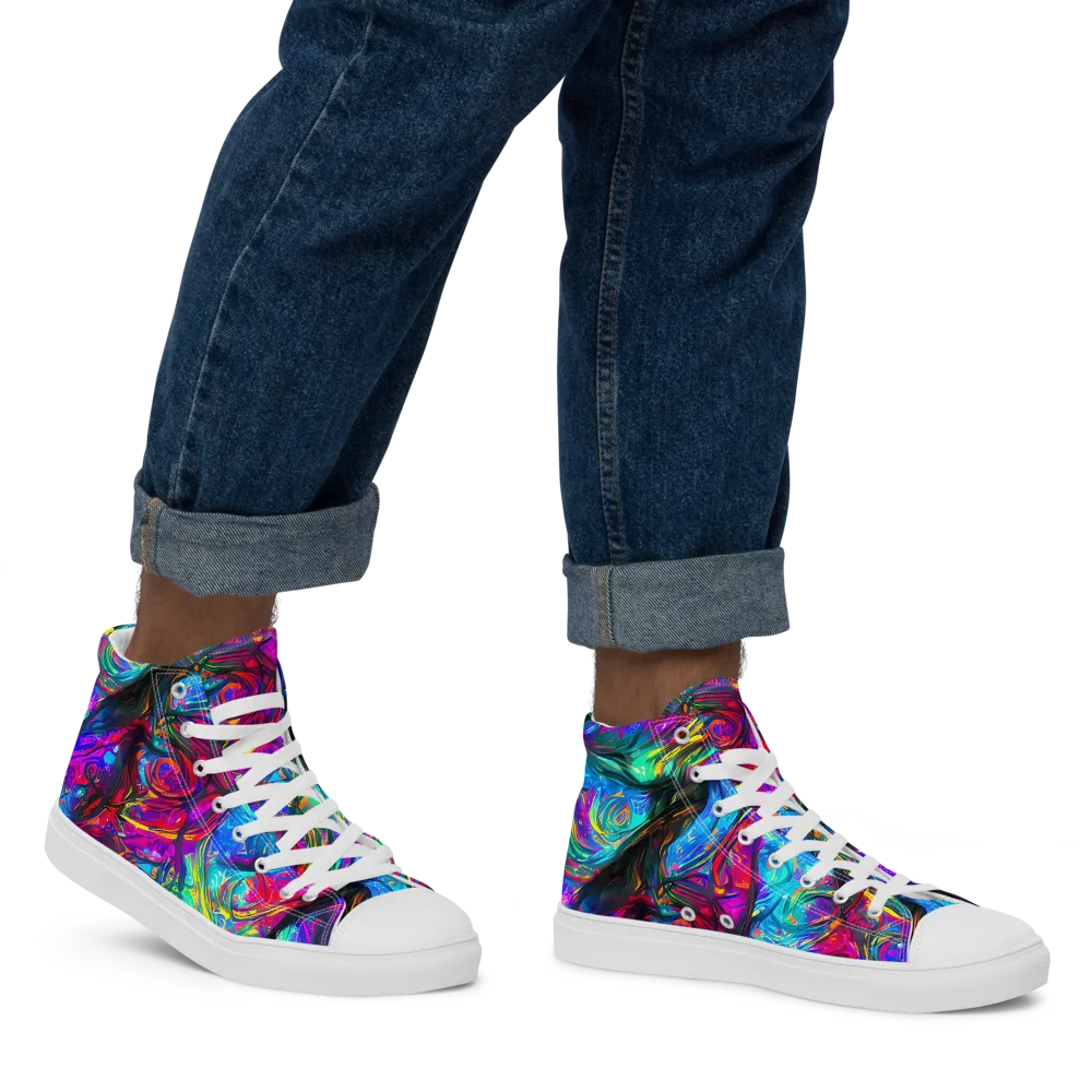 Infinite Vortex on Men's High Top Canvas Shoes — Right