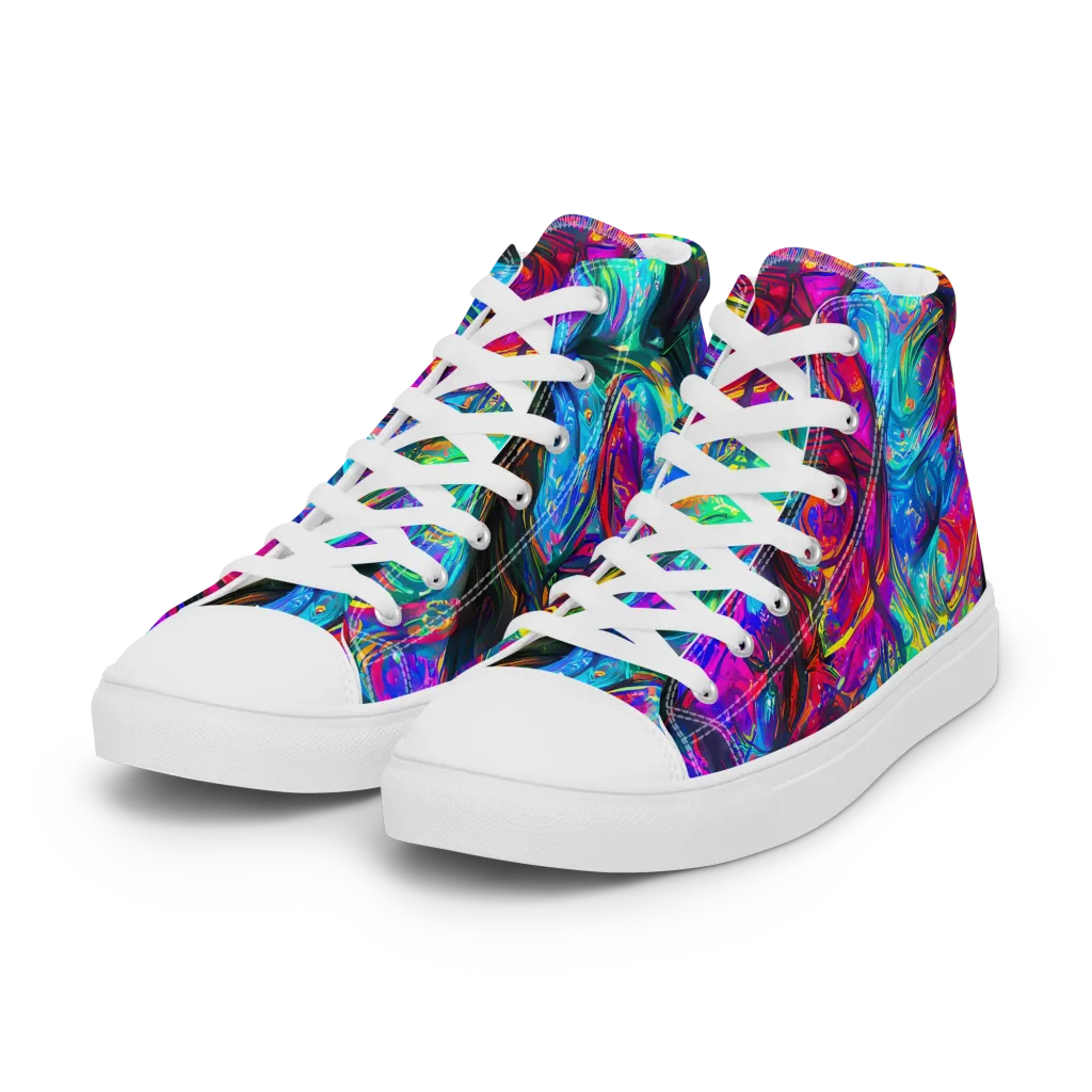 Infinite Vortex on Women's High Top Canvas Shoes — Left Front