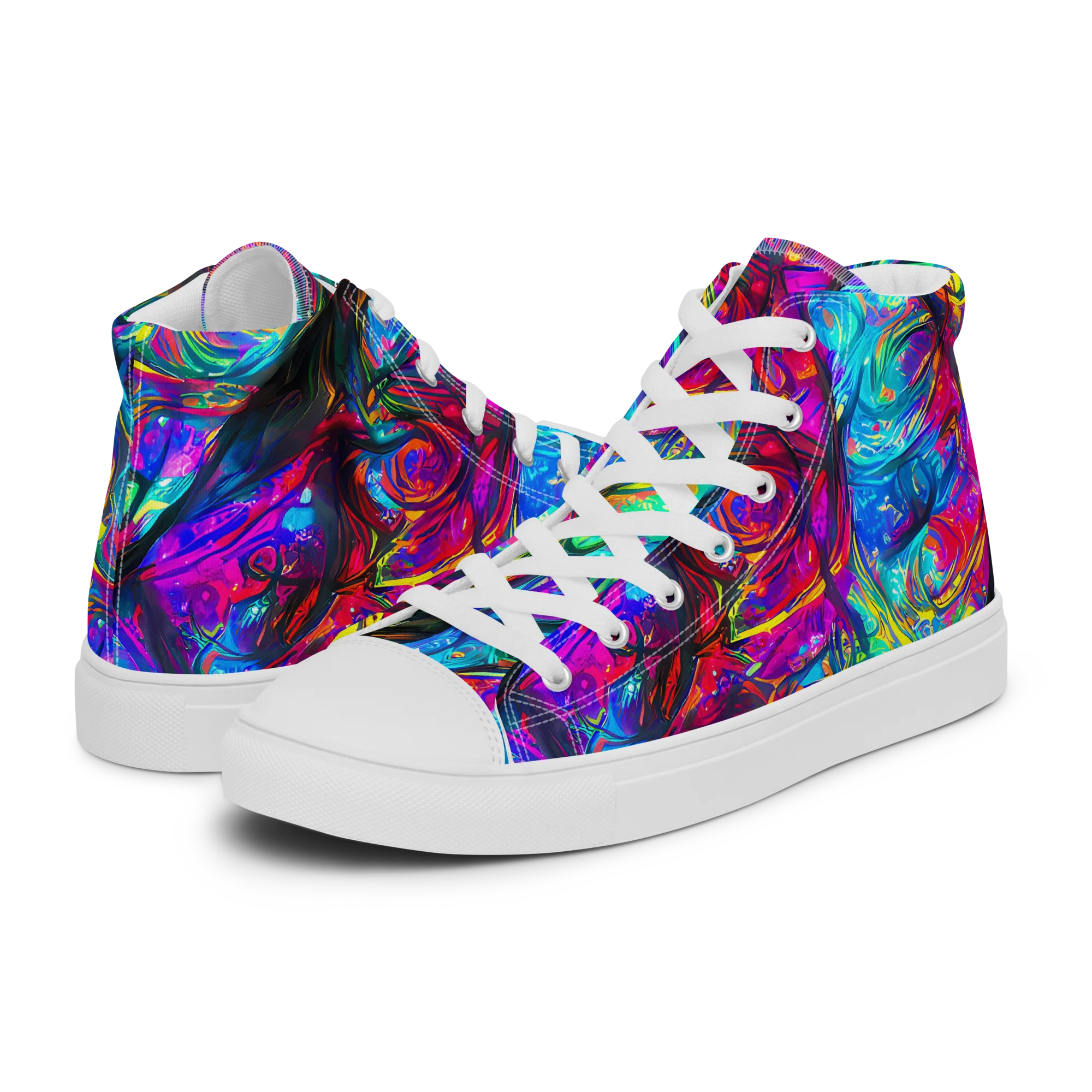 Infinite Vortex on Women's High Top Canvas Shoes — Left