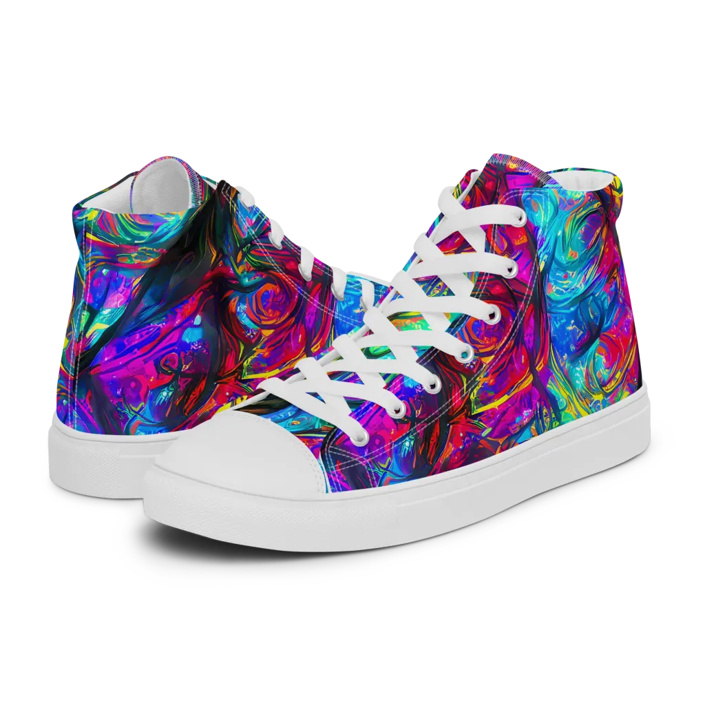 Infinite Vortex on Women's High Top Canvas Shoes — Left