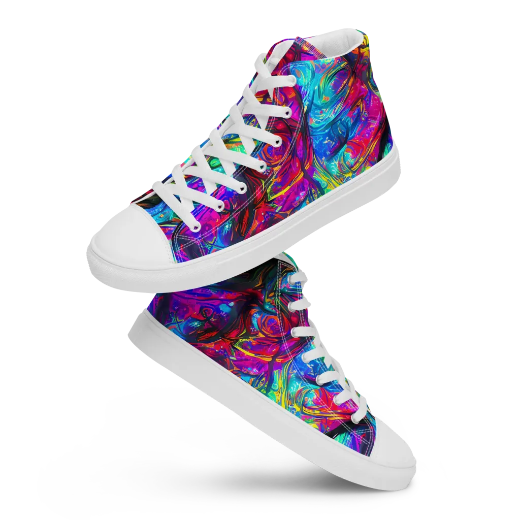 Infinite Vortex on Women's High Top Canvas Shoes — Front