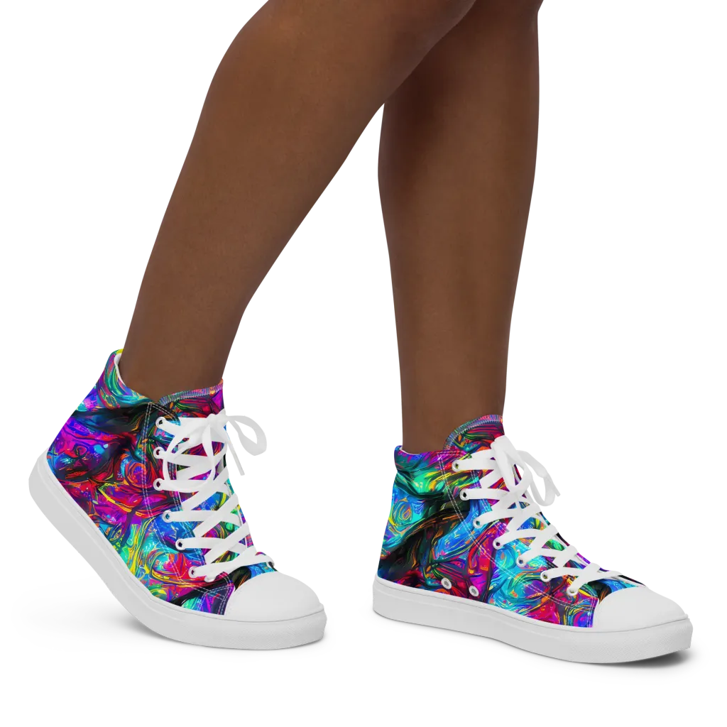 Infinite Vortex on Women's High Top Canvas Shoes — Right