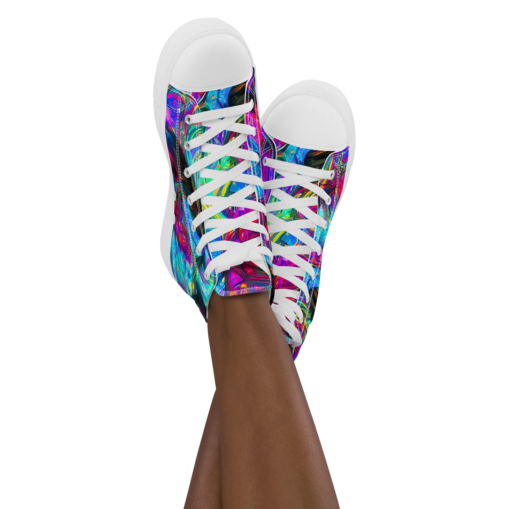 Infinite Vortex on Women's High Top Canvas Shoes — Front