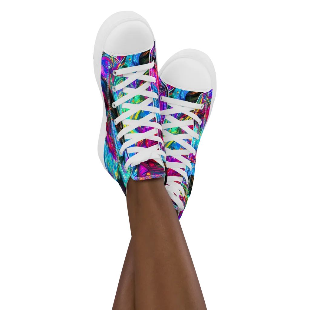 Infinite Vortex on Women's High Top Canvas Shoes — Front