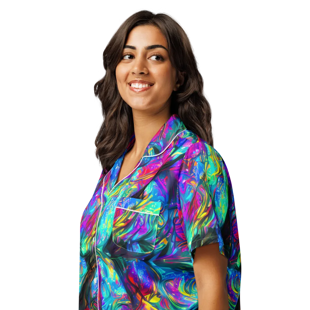 Infinite Vortex on Women's Short Sleeve Pajama Top — Left Front