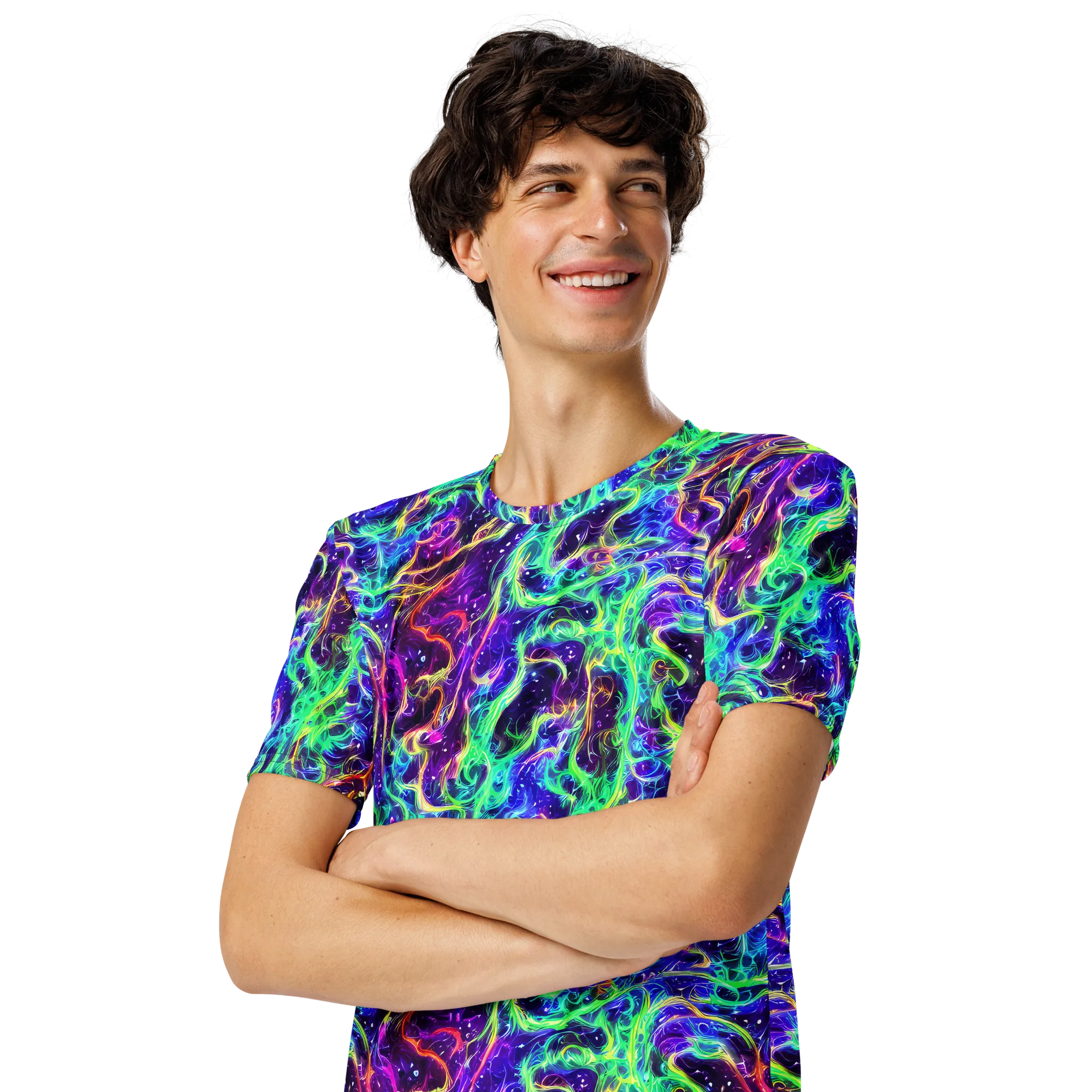 Afterdark Illusion on Men's Crew Neck T-Shirt — Left Front