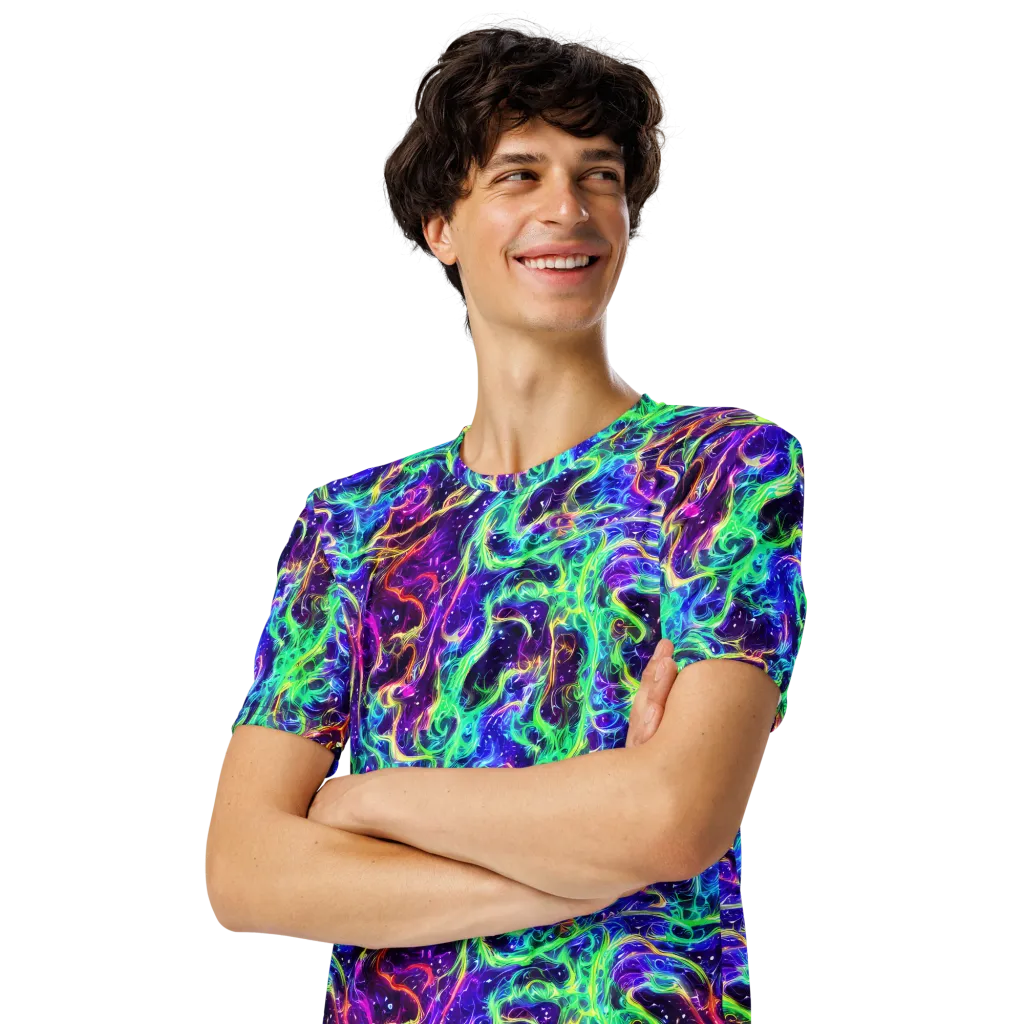 Afterdark Illusion on Men's Crew Neck T-Shirt — Left Front