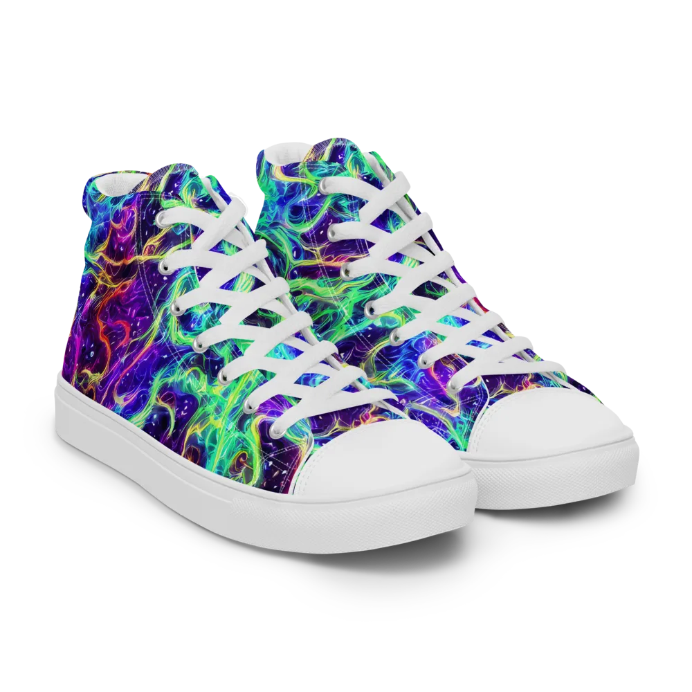 Afterdark Illusion on Men's High Top Canvas Shoes — Right Front