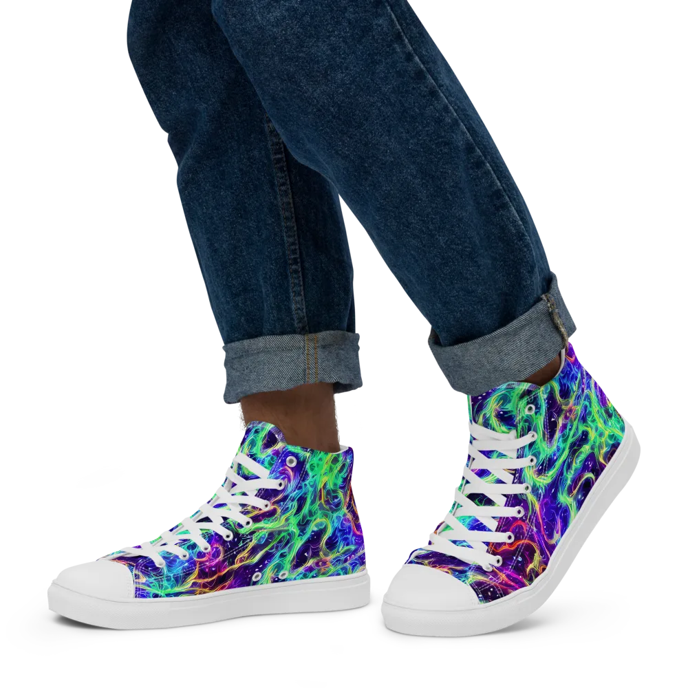 Afterdark Illusion on Men's High Top Canvas Shoes — Left