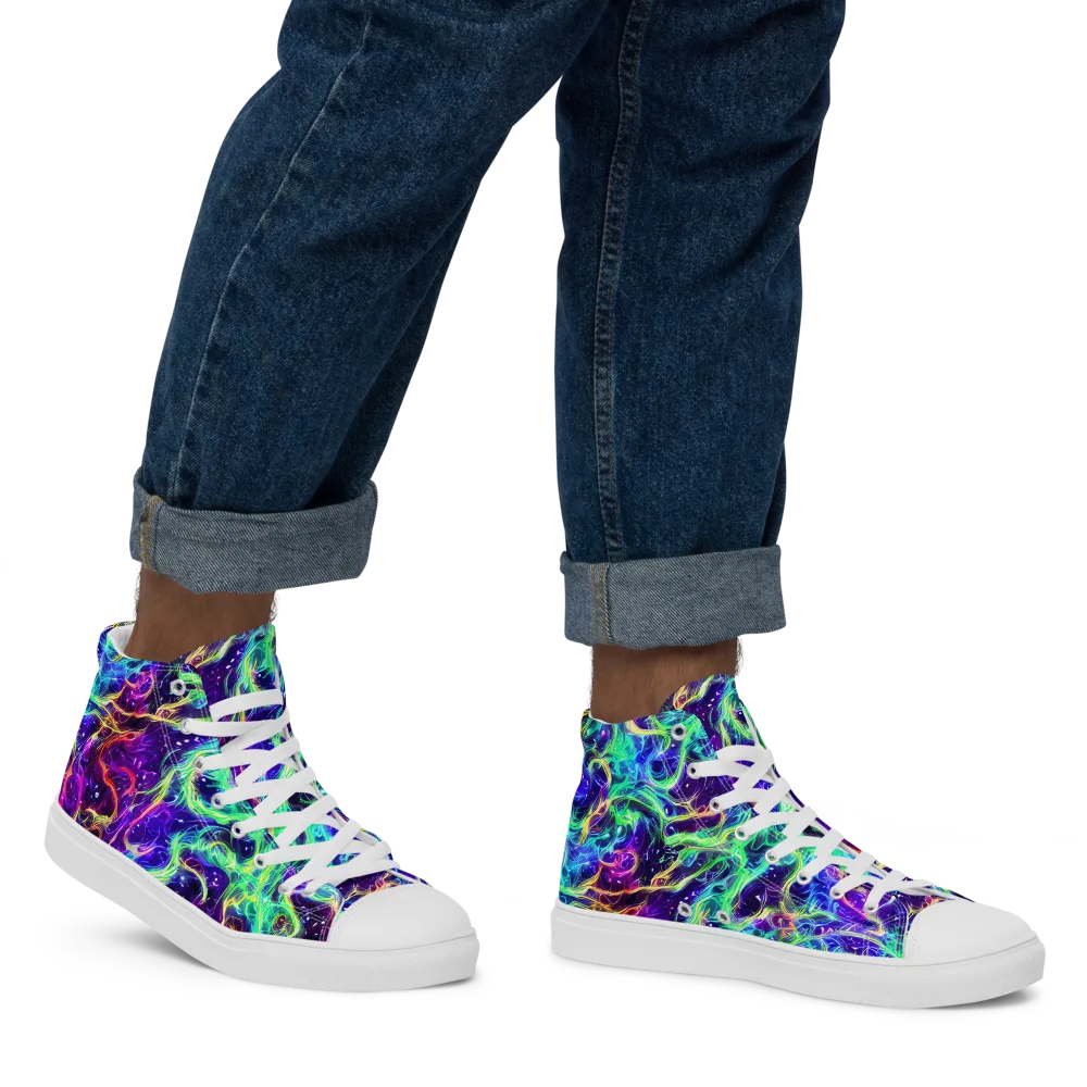 Afterdark Illusion on Men's High Top Canvas Shoes — Right