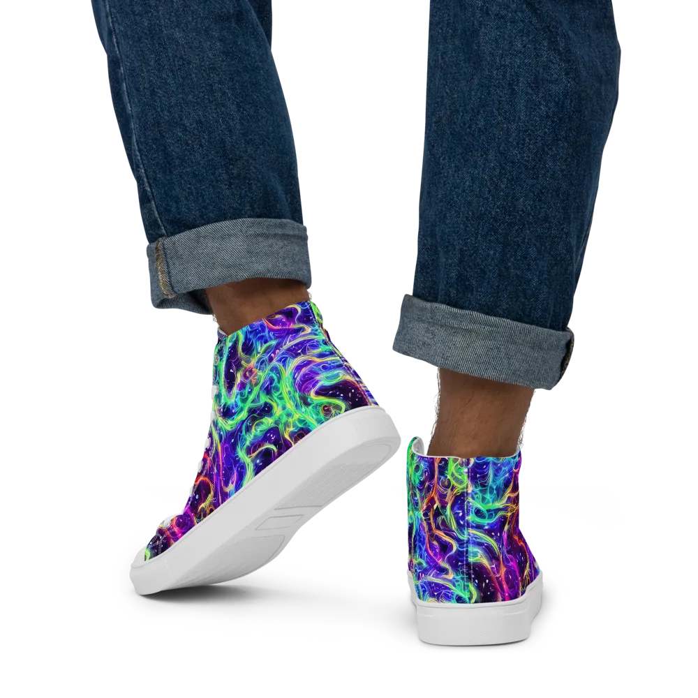 Afterdark Illusion on Men's High Top Canvas Shoes — Back