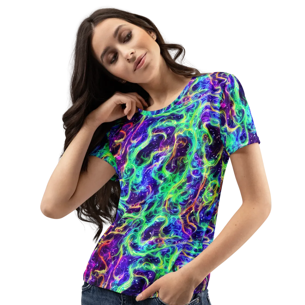 Afterdark Illusion on Women's Crew Neck T-Shirt — Left Front