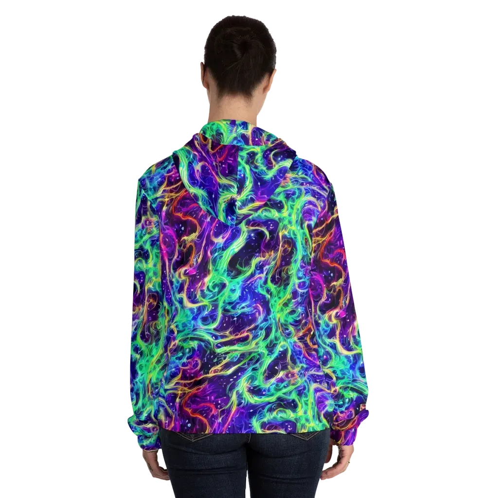 Afterdark Illusion on Women's Full-Zip Hoodie — Back On Person