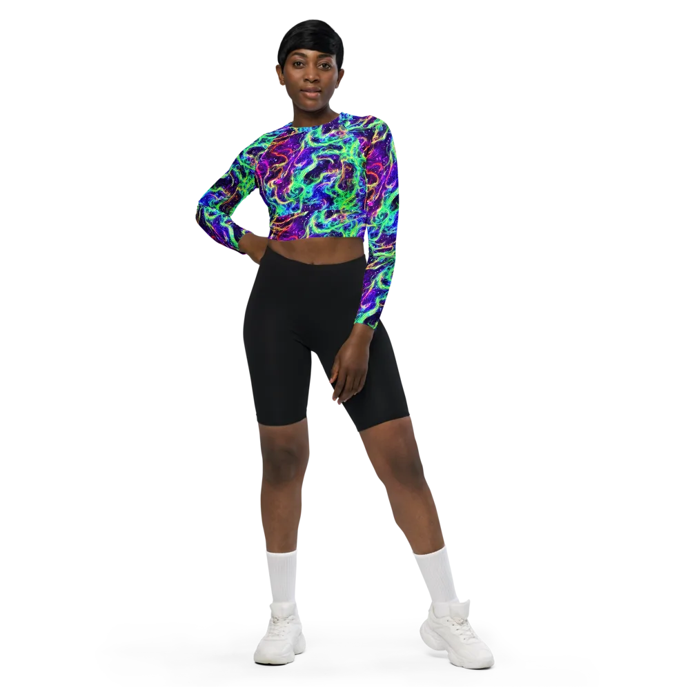 Afterdark Illusion on Long Sleeve Crop Top — Front