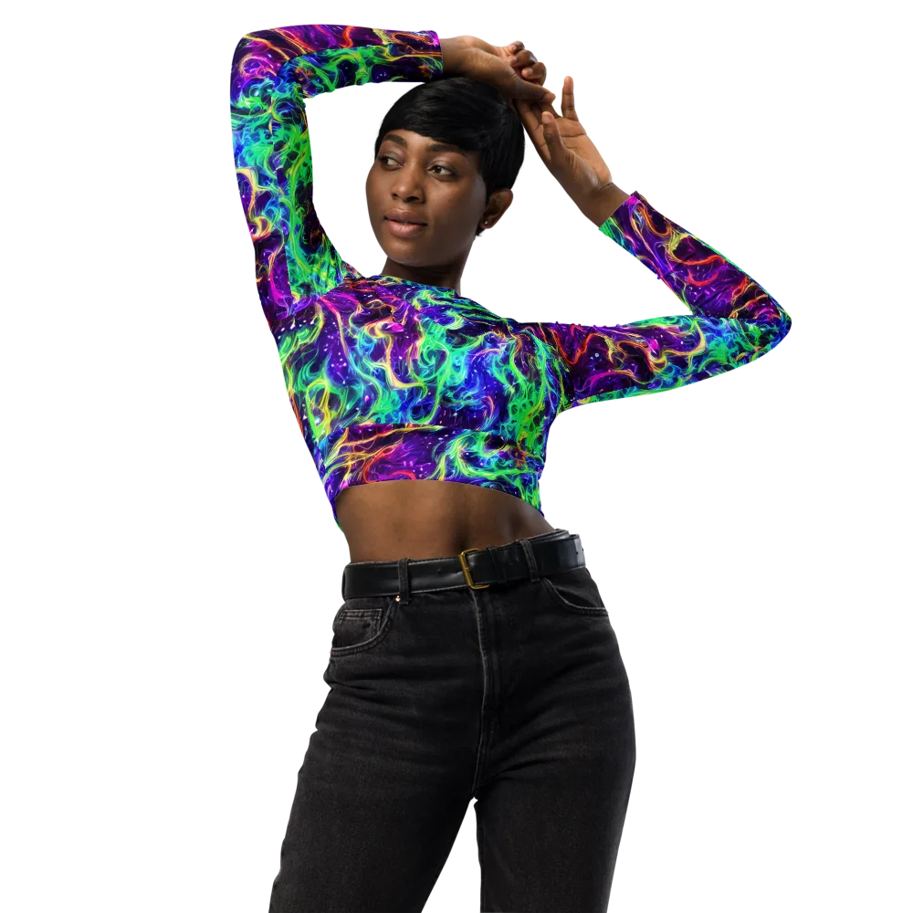 Afterdark Illusion on Long Sleeve Crop Top — Front