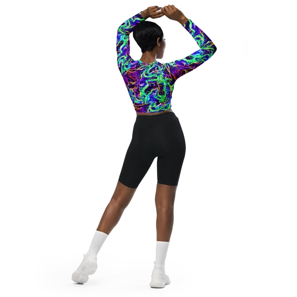 Afterdark Illusion on Long Sleeve Crop Top — Back